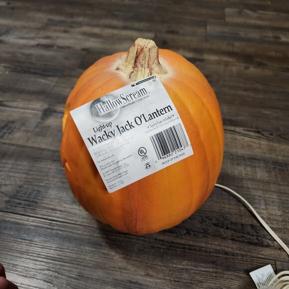 New Hallow Scream light up spooky Jack-O-Lantern foam vintage Halloween decor - Picture 5 of 8